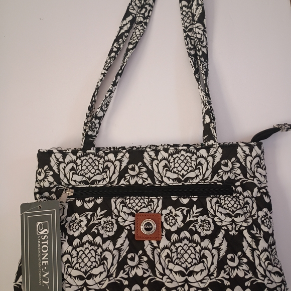 Stone & Co. Black and Tan Floral Shoulder Bag - Picture 2 of 11